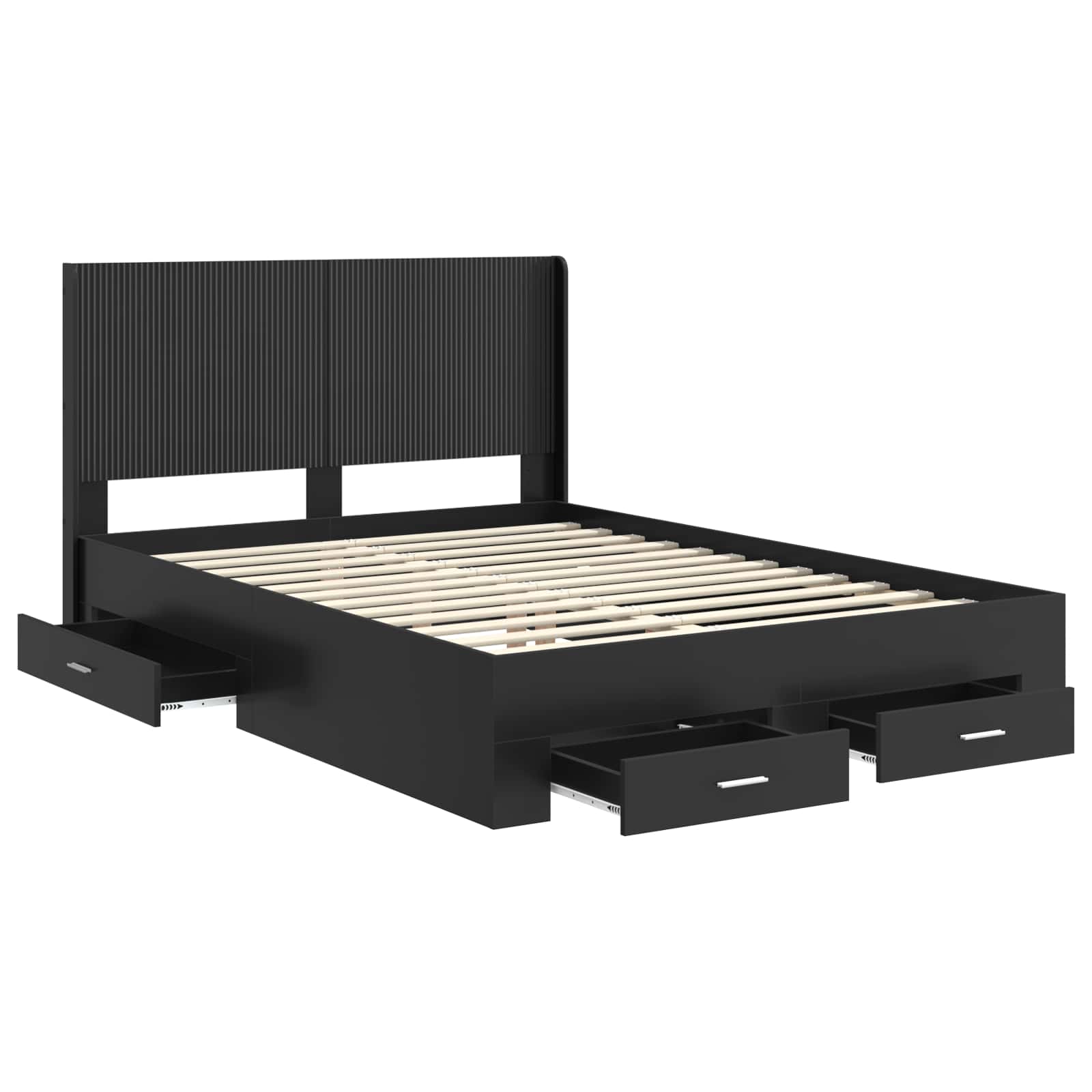 Struttura del letto con stoccaggio e testata Nero 135 x 190 cm | homemem39