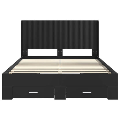 Struttura del letto con stoccaggio e testata Nero 135 x 190 cm | homemem39