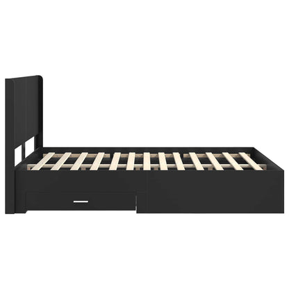 Struttura del letto con stoccaggio e testata Nero 135 x 190 cm | homemem39