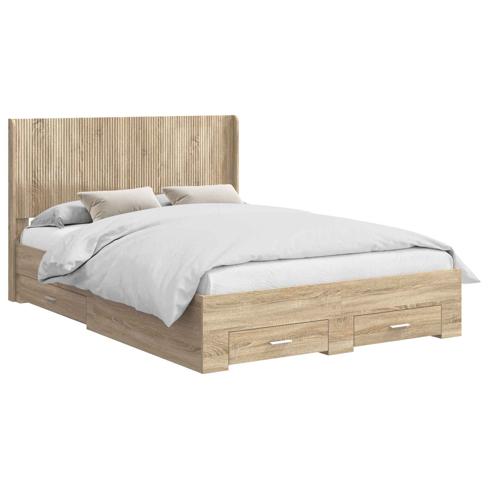Struttura del letto con stoccaggio e testata Rovere Sonoma | homemem39