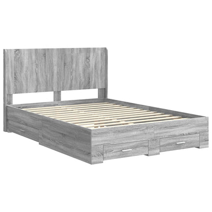Struttura del letto con stoccaggio e testata Sonoma grigio | homemem39