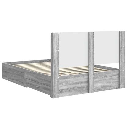 Struttura del letto con stoccaggio e testata Sonoma grigio | homemem39