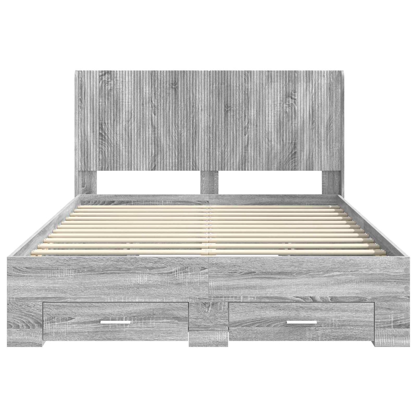Struttura del letto con stoccaggio e testata Sonoma grigio | homemem39