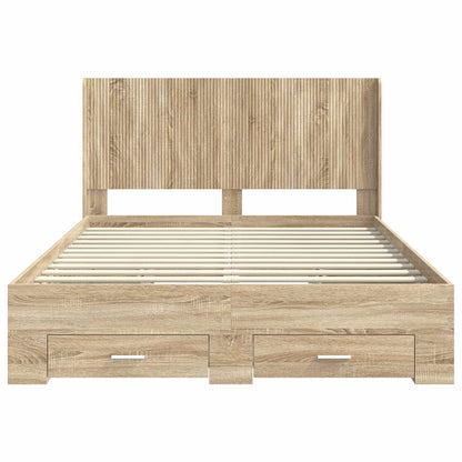 Struttura del letto con stoccaggio e testata Rovere Sonoma | homemem39
