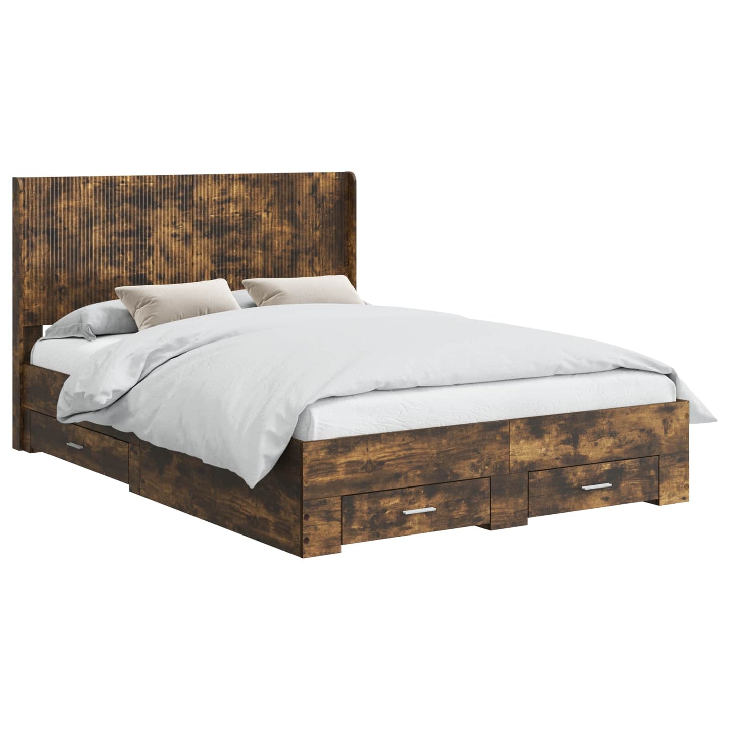Struttura del letto con stoccaggio e testata Rovere Fumo | homemem39