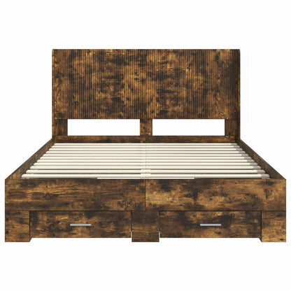 Struttura del letto con stoccaggio e testata Rovere Fumo | homemem39