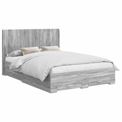Struttura del letto con stoccaggio e testata Sonoma grigio | homemem39
