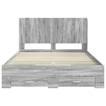 Struttura del letto con stoccaggio e testata Sonoma grigio | homemem39