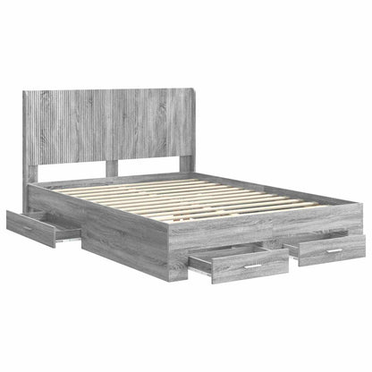 Struttura del letto con stoccaggio e testata Sonoma grigio | homemem39