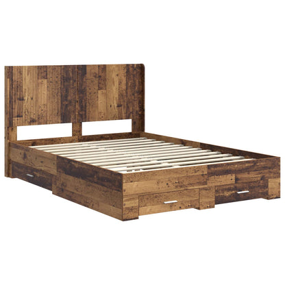 Struttura del letto con stoccaggio e testata Legno antico | homemem39