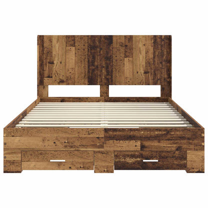 Struttura del letto con stoccaggio e testata Legno antico | homemem39