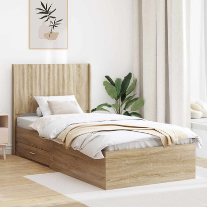 Struttura del letto con stoccaggio e testata Rovere Sonoma
