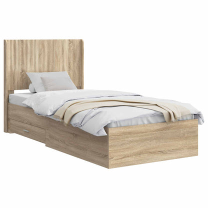 Struttura del letto con stoccaggio e testata Rovere Sonoma