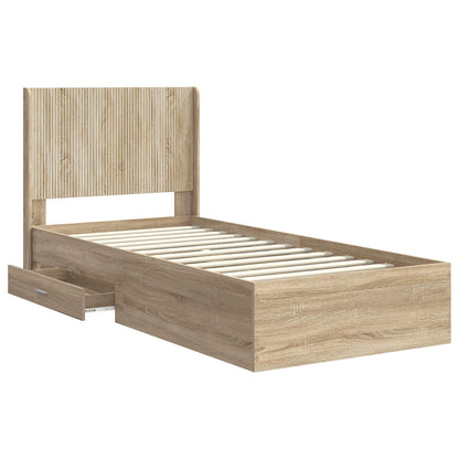 Struttura del letto con stoccaggio e testata Rovere Sonoma | homemem39