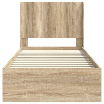 Struttura del letto con stoccaggio e testata Rovere Sonoma | homemem39