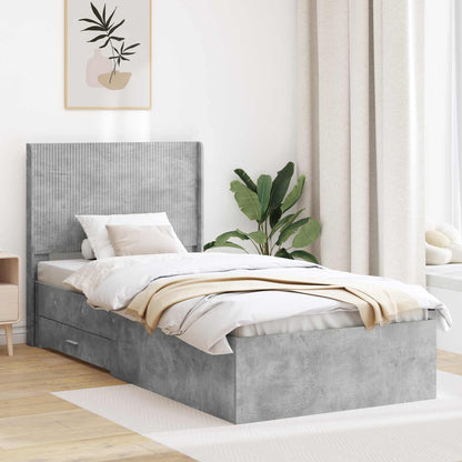 Struttura del letto con stoccaggio e testata Grigio Cemento | homemem39