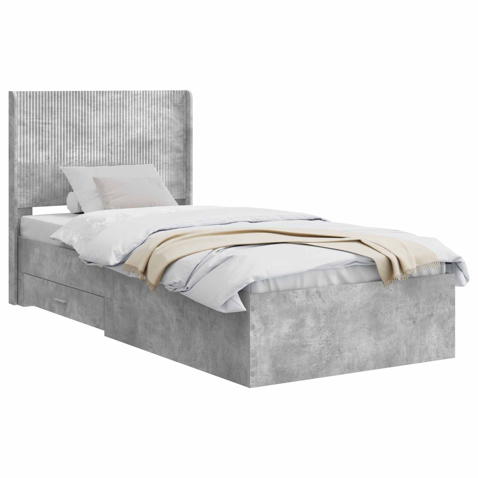 Struttura del letto con stoccaggio e testata Grigio Cemento | homemem39