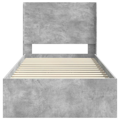 Struttura del letto con stoccaggio e testata Grigio Cemento | homemem39