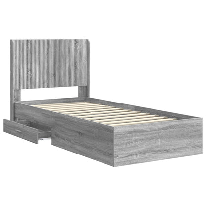 Struttura del letto con stoccaggio e testata Sonoma grigio | homemem39