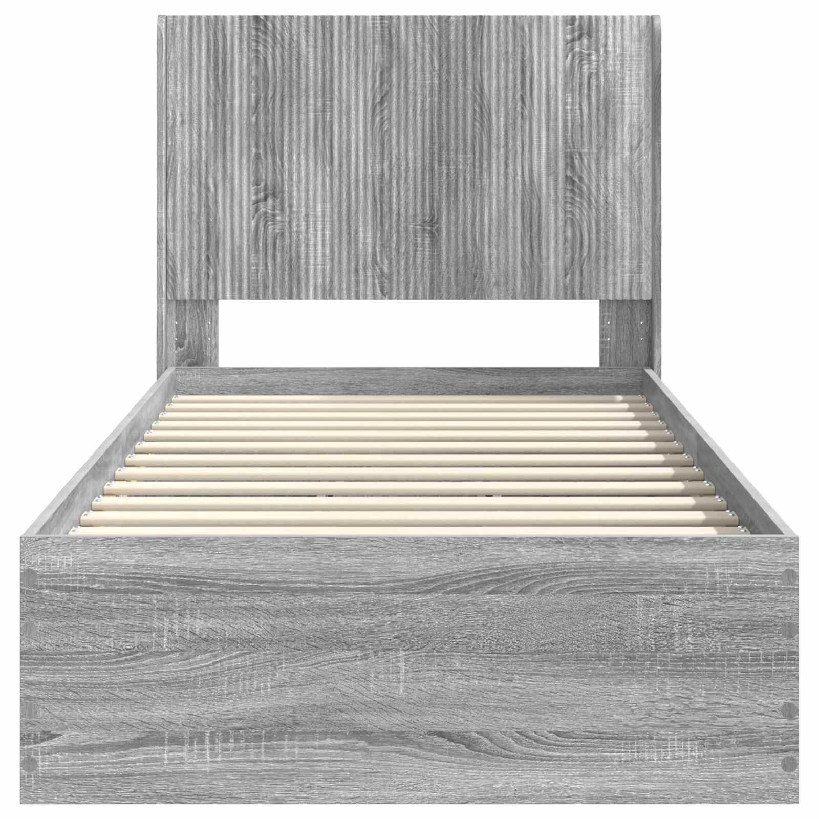Struttura del letto con stoccaggio e testata Sonoma grigio | homemem39