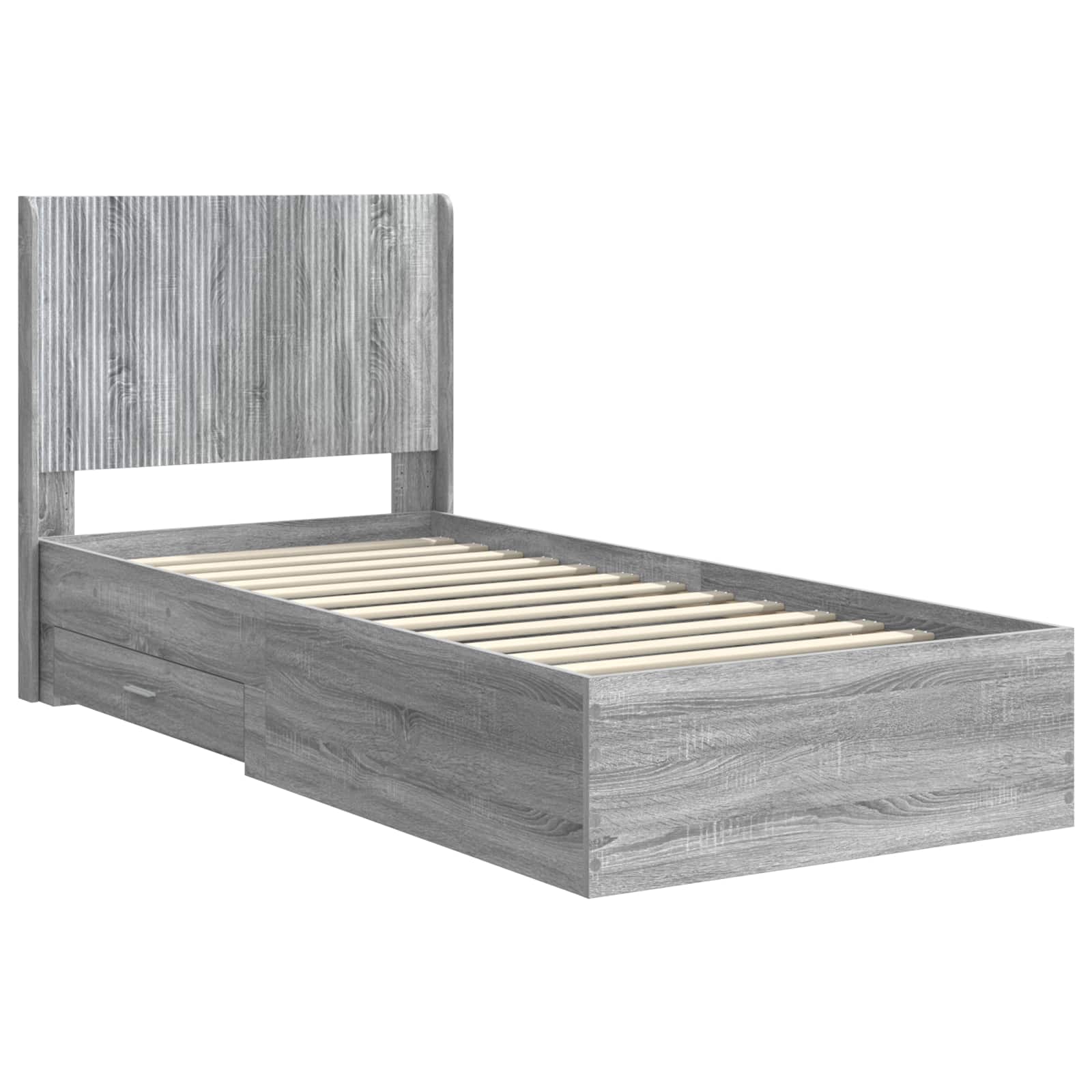Struttura del letto con stoccaggio e testata Sonoma grigio | homemem39
