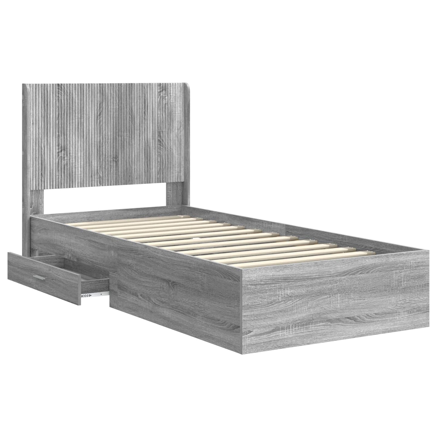 Struttura del letto con stoccaggio e testata Sonoma grigio | homemem39