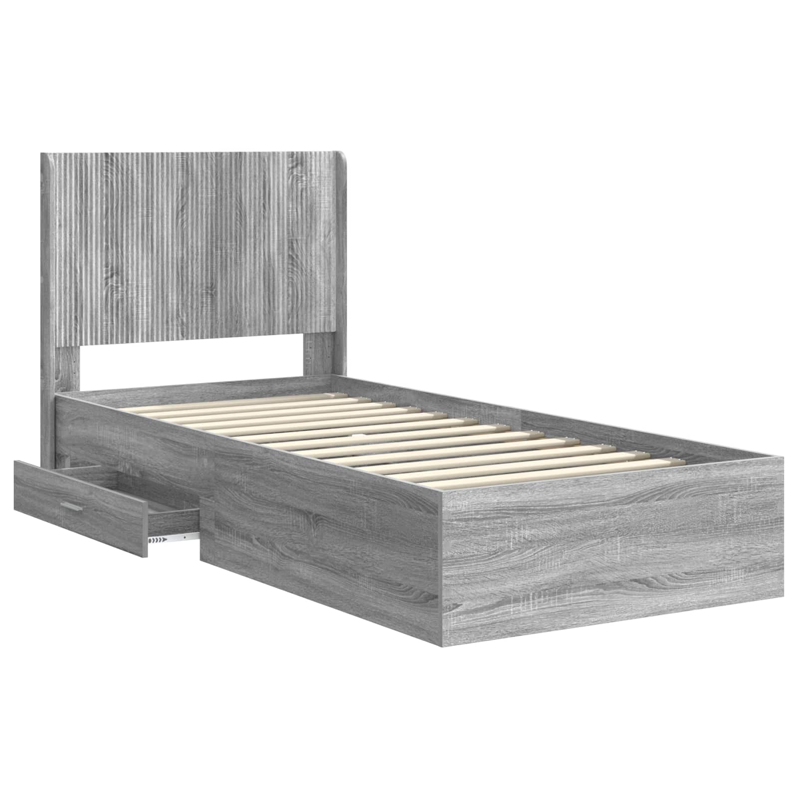 Struttura del letto con stoccaggio e testata Sonoma grigio | homemem39