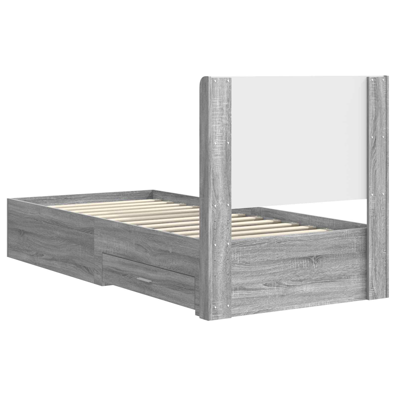 Struttura del letto con stoccaggio e testata Sonoma grigio | homemem39