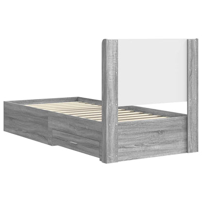 Struttura del letto con stoccaggio e testata Sonoma grigio | homemem39