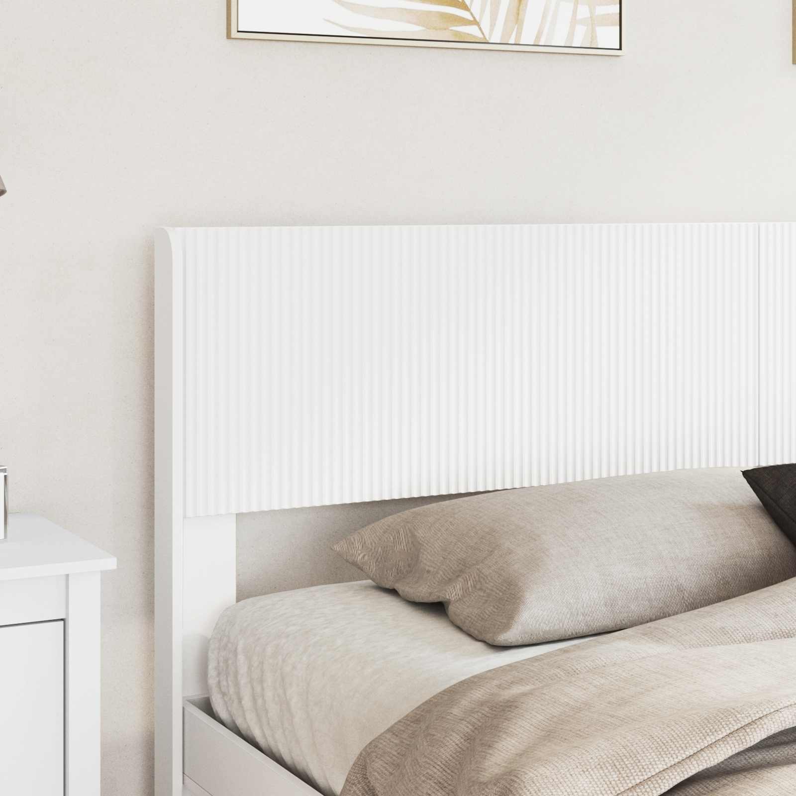 Struttura del letto con stoccaggio e testata Bianco | homemem39