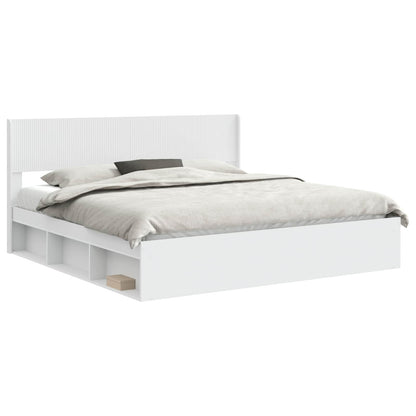 Struttura del letto con stoccaggio e testata Bianco | homemem39