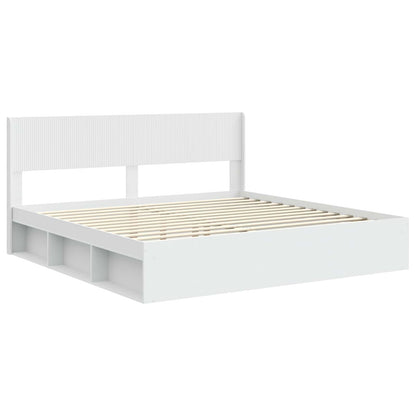 Struttura del letto con stoccaggio e testata Bianco | homemem39