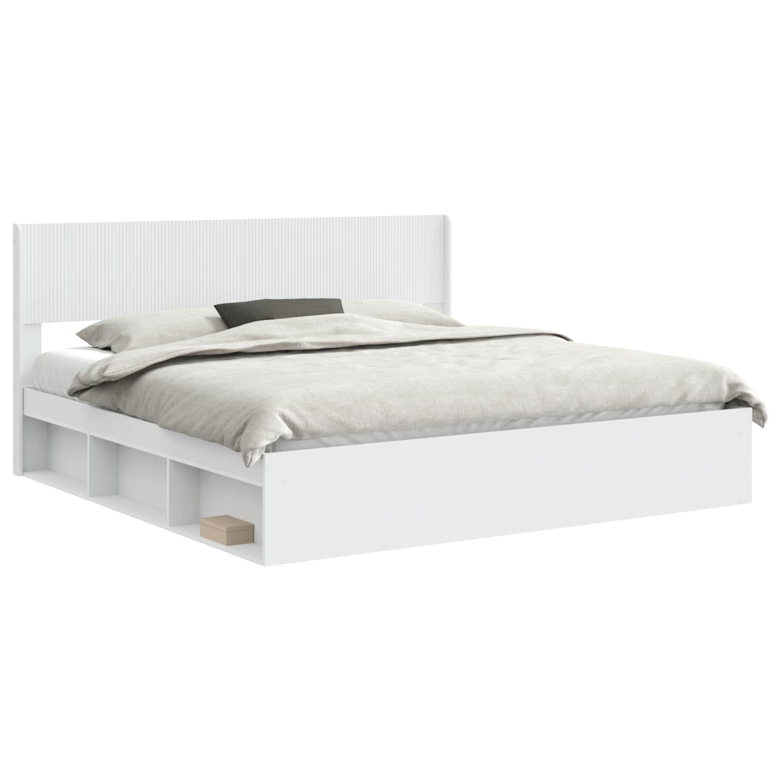 Struttura del letto con stoccaggio e testata Bianco | homemem39