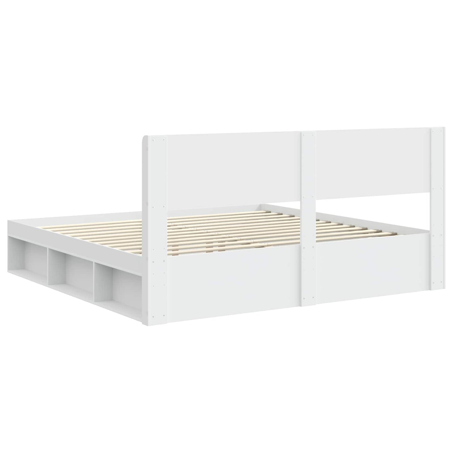 Struttura del letto con stoccaggio e testata Bianco | homemem39