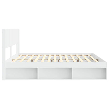 Struttura del letto con stoccaggio e testata Bianco | homemem39