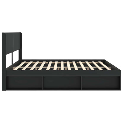 Struttura del letto con stoccaggio e testata Nero 180 x 200 cm | homemem39