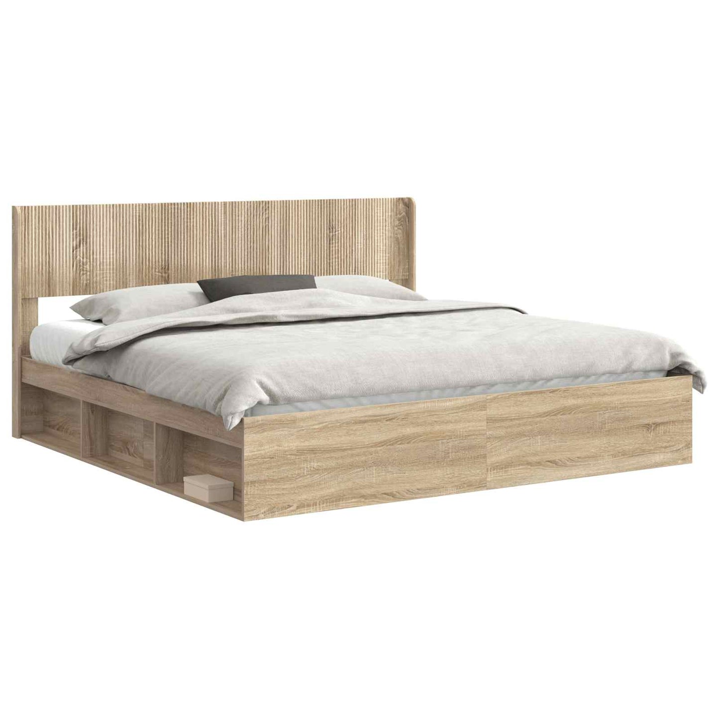 Struttura del letto con stoccaggio e testata Rovere Sonoma | homemem39