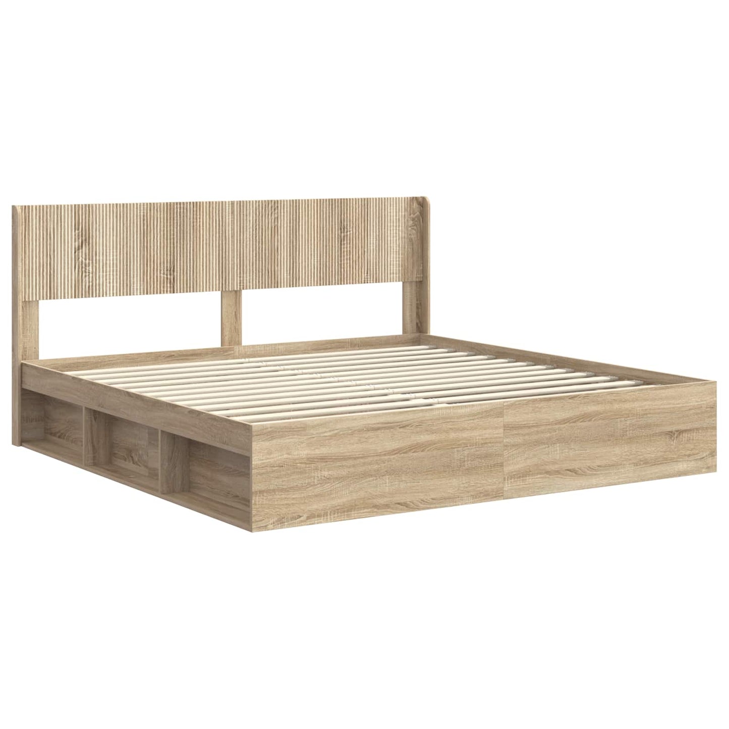Struttura del letto con stoccaggio e testata Rovere Sonoma | homemem39
