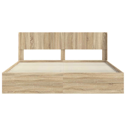 Struttura del letto con stoccaggio e testata Rovere Sonoma | homemem39