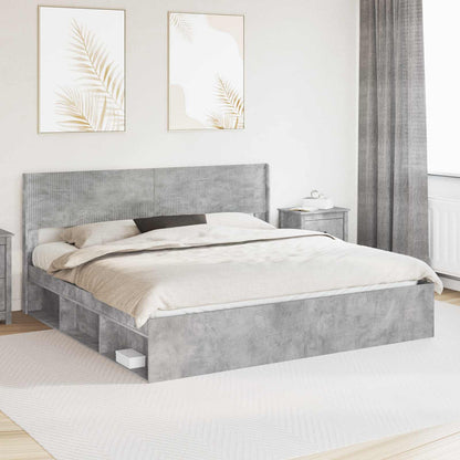 Struttura del letto con stoccaggio e testata Grigio Cemento | homemem39