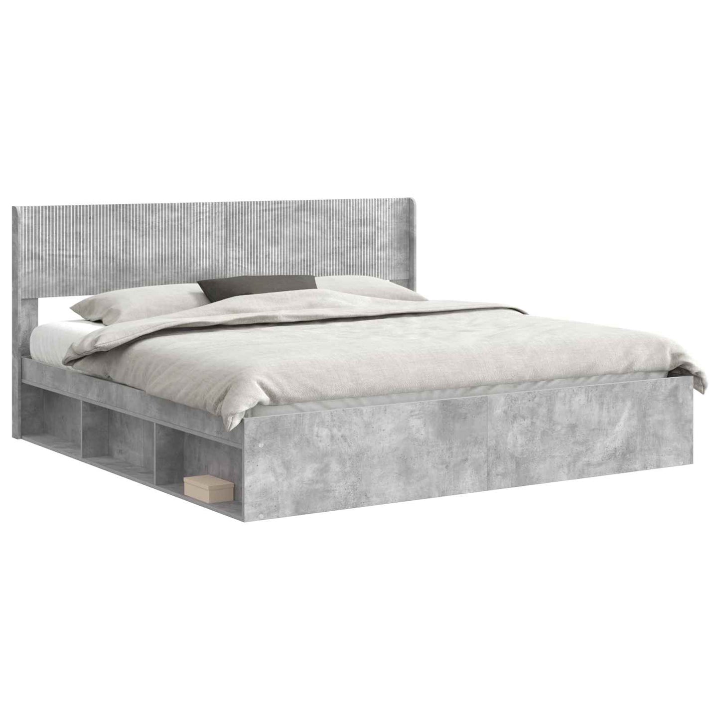 Struttura del letto con stoccaggio e testata Grigio Cemento | homemem39