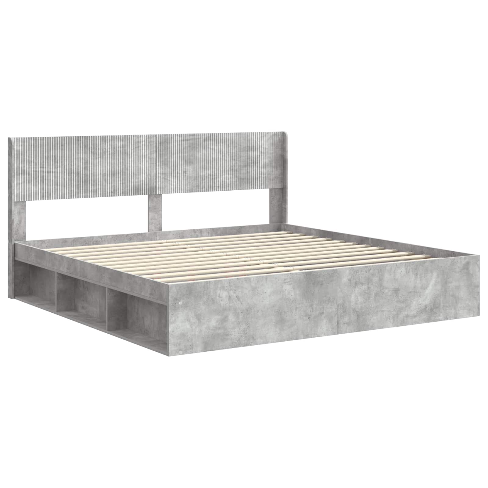Struttura del letto con stoccaggio e testata Grigio Cemento | homemem39