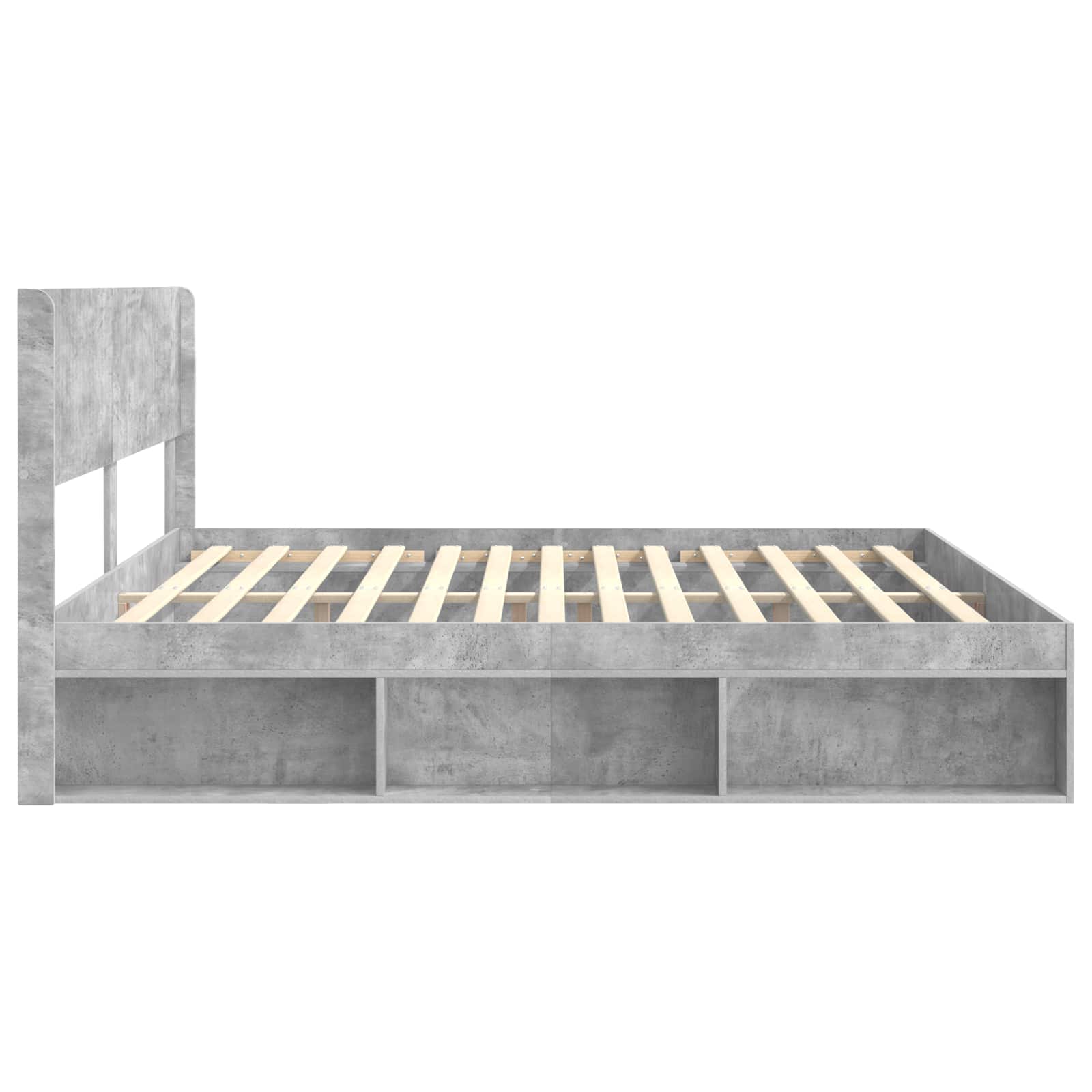 Struttura del letto con stoccaggio e testata Grigio Cemento | homemem39
