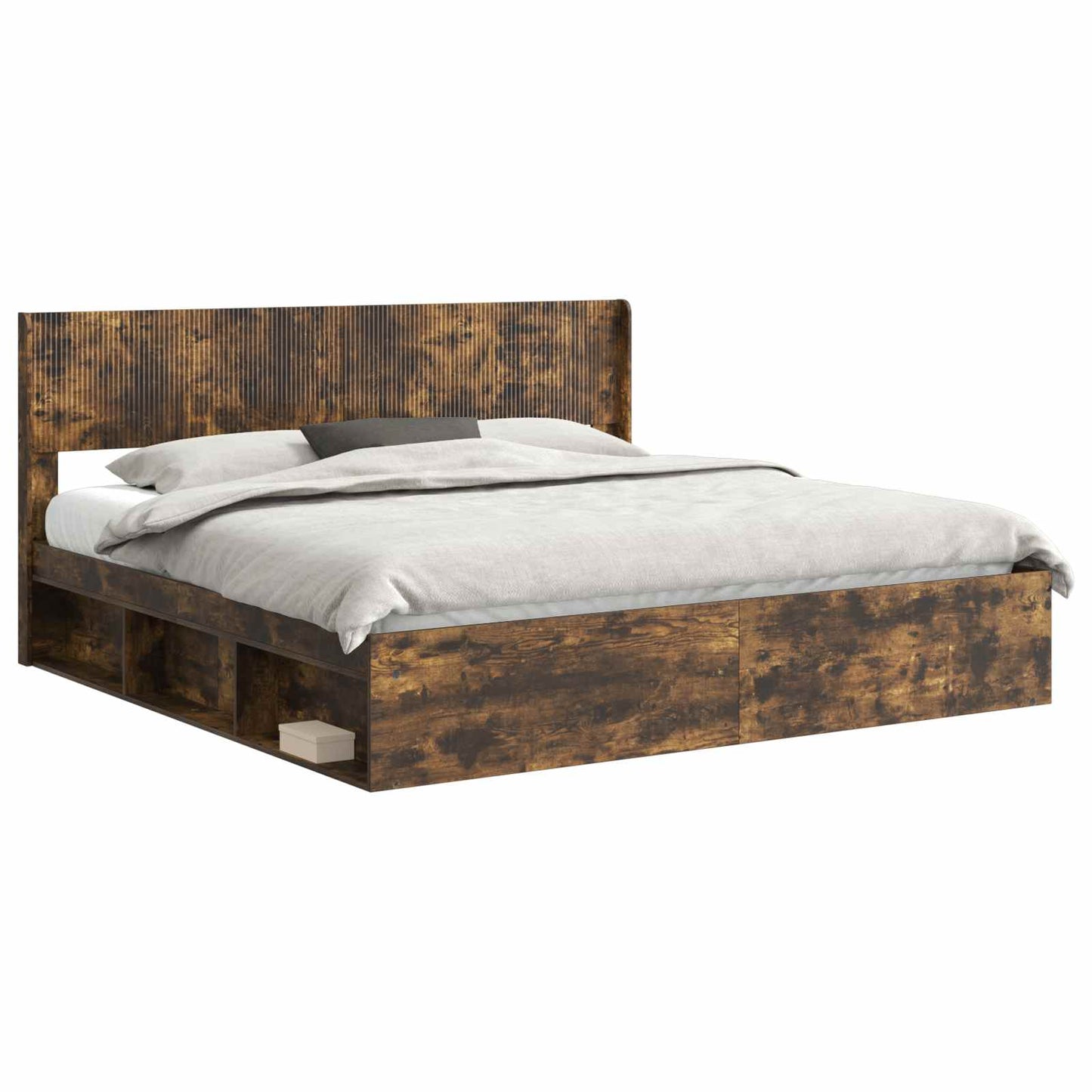 Struttura del letto con stoccaggio e testata Rovere Fumo | homemem39