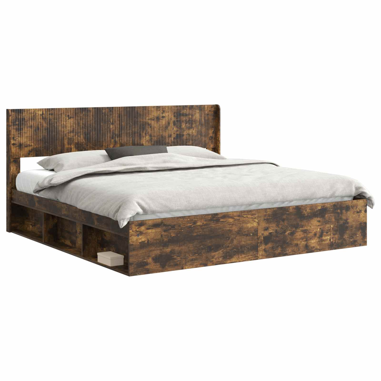 Struttura del letto con stoccaggio e testata Rovere Fumo | homemem39