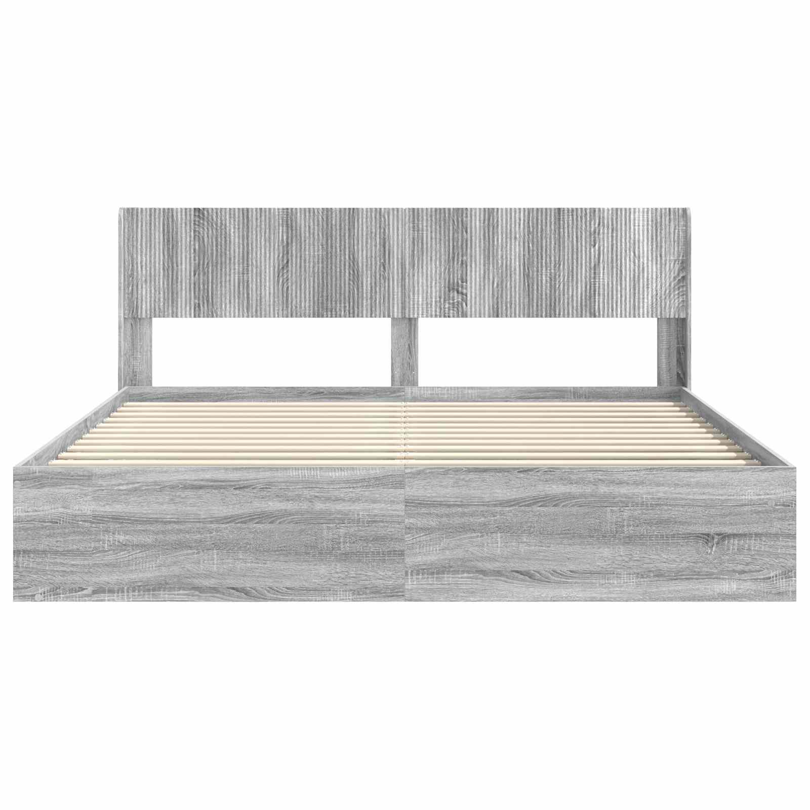 Struttura del letto con stoccaggio e testata Sonoma grigio | homemem39
