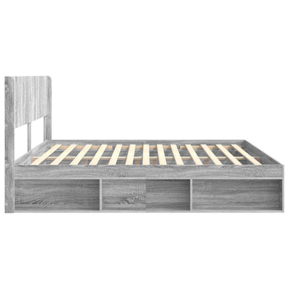 Struttura del letto con stoccaggio e testata Sonoma grigio | homemem39