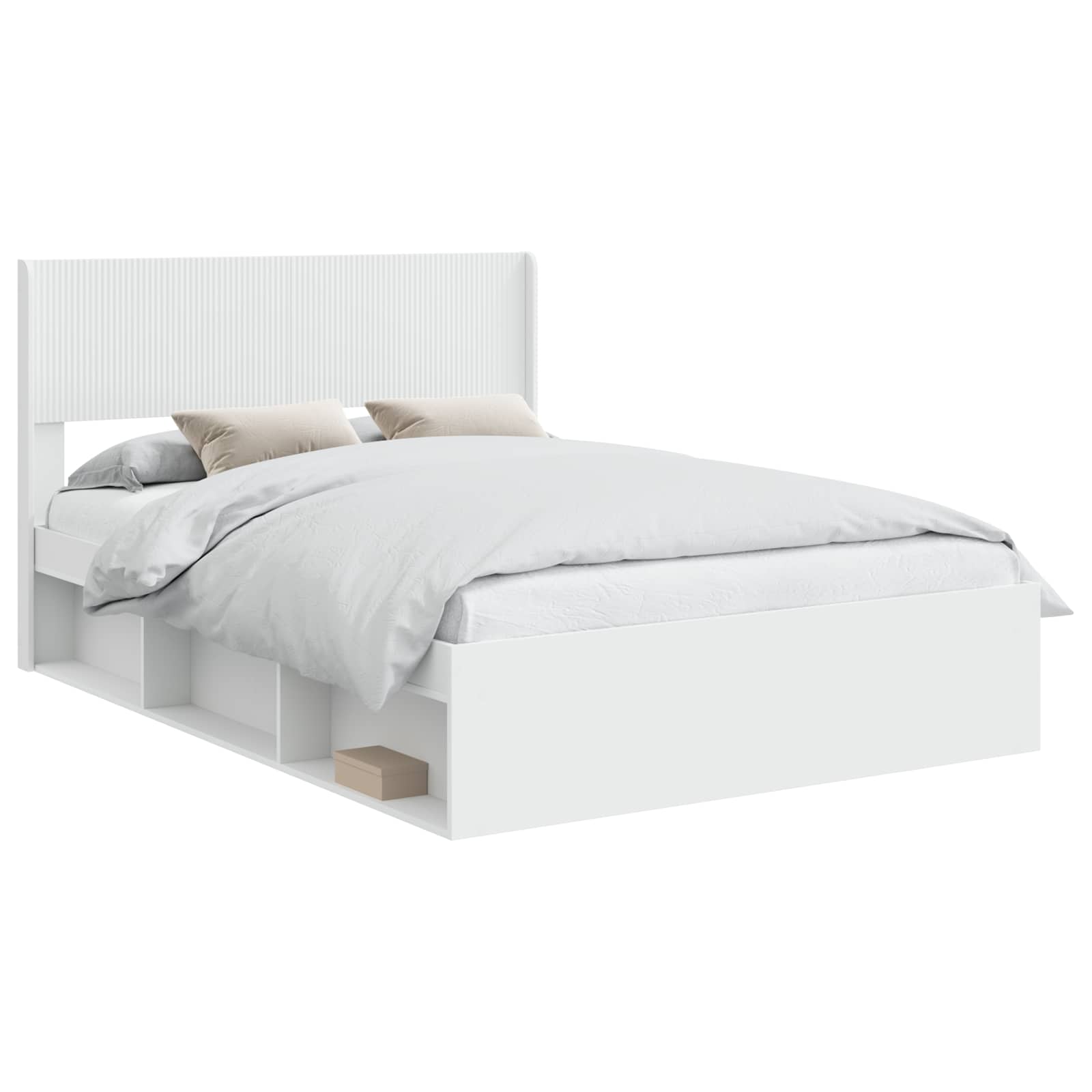 Struttura del letto con stoccaggio e testata Bianco | homemem39