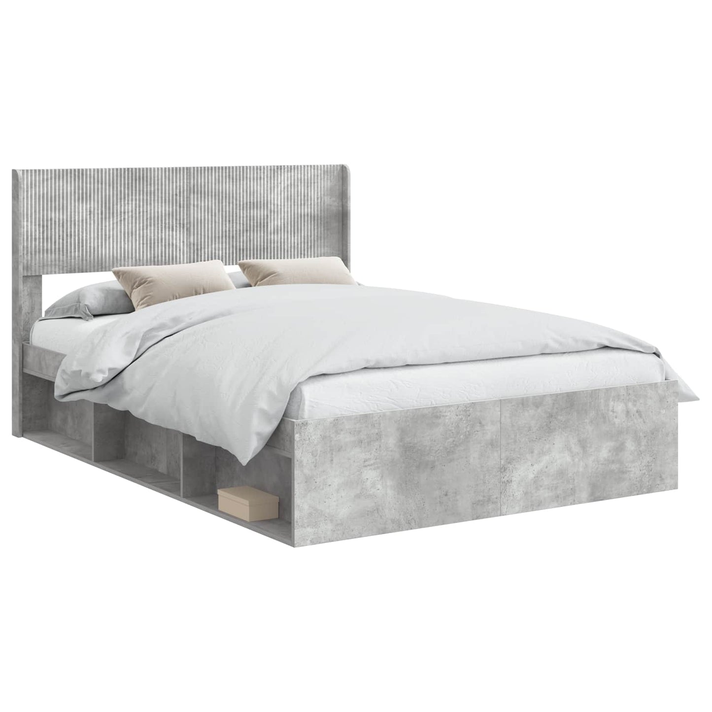 Struttura del letto con stoccaggio e testata Grigio Cemento | homemem39