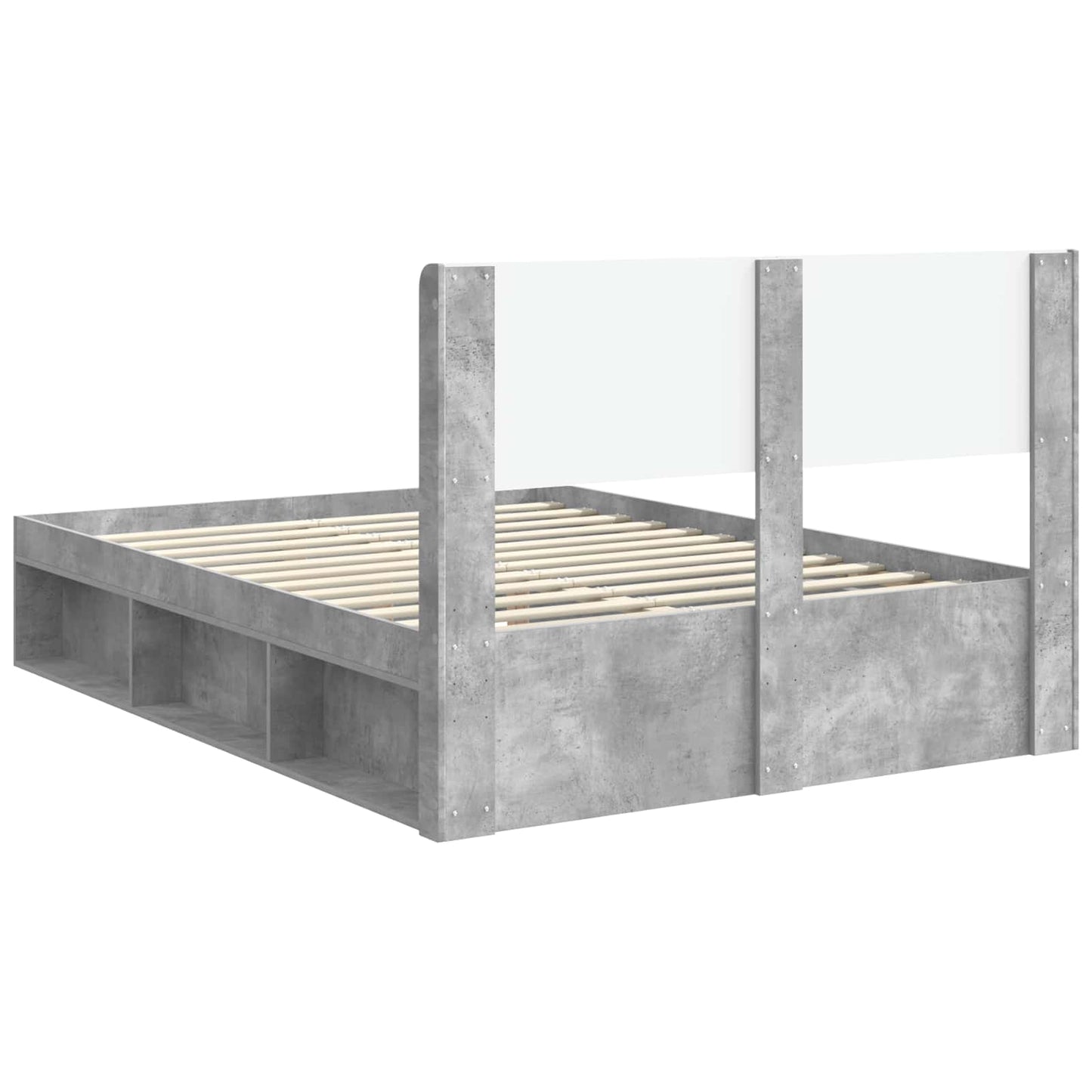 Struttura del letto con stoccaggio e testata Grigio Cemento | homemem39